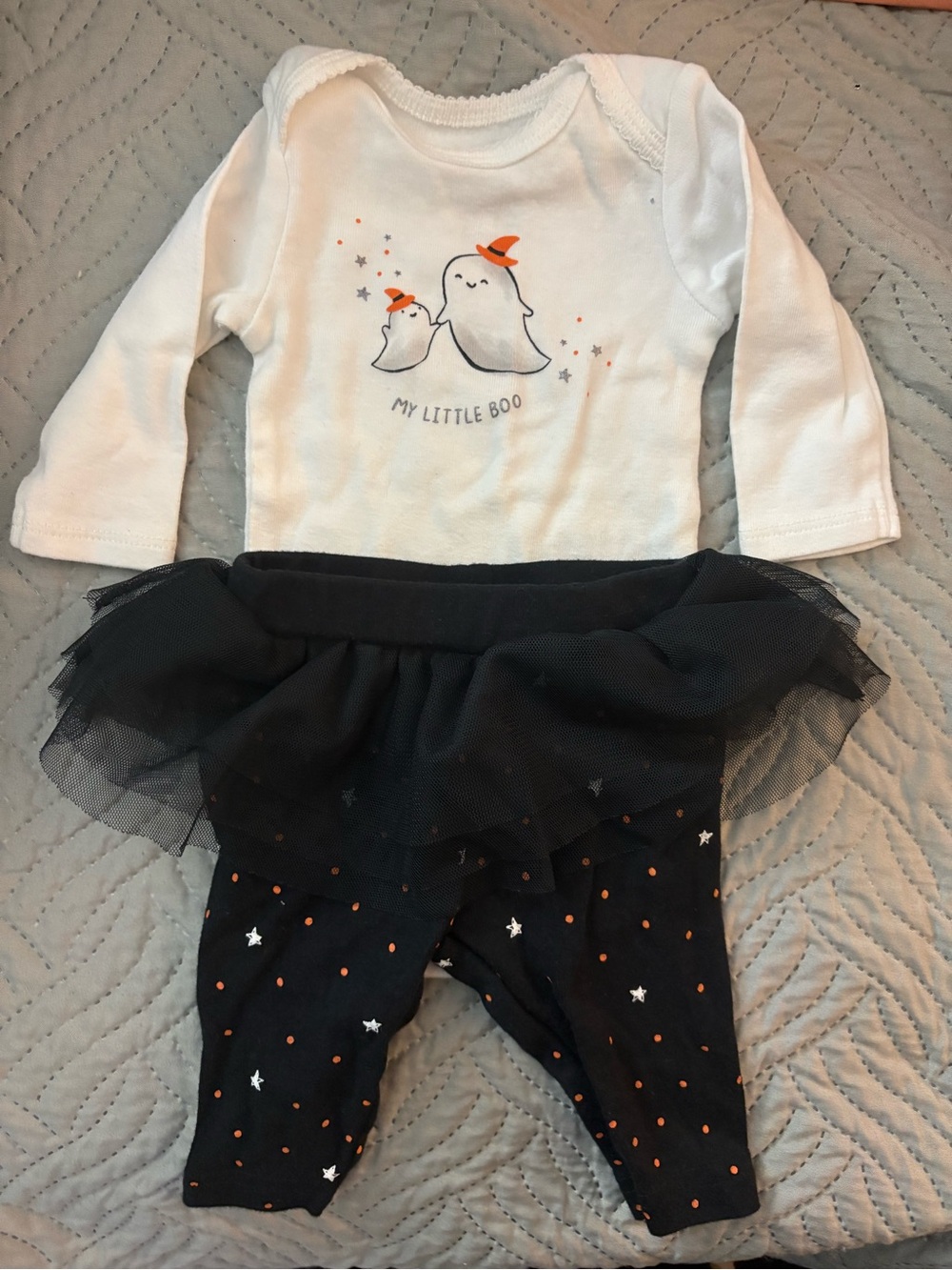 Carter’s Baby Girls 'My Little Boo' White Ghost Bodysuit with Black Tulle Skirt